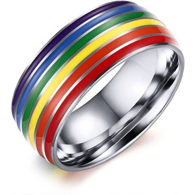 (7) Six-color Ring Fashion Women And Man Rainbow Trend Jewelry