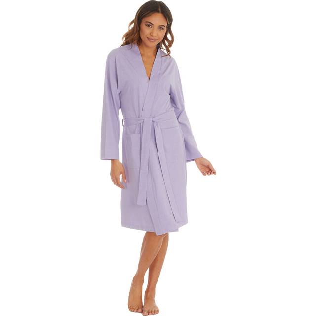 (Purple, Small) Ladies Recycled Yarn No Collar Kimono Robe Summer Lightweight Dressing Gown Size S-Xl