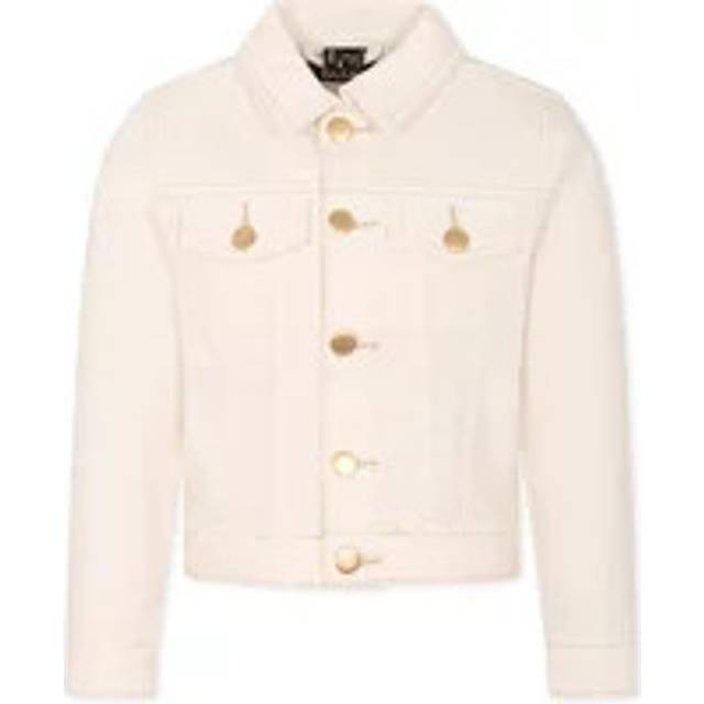 Molo, Light Jackets, unisex, Beige, 4 Y, Ivory Denim Jacket with Logo Patch