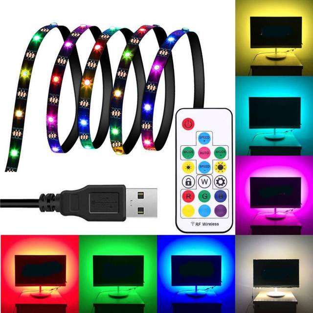 (1M) DC5V 1M 2M 3M WS2812 SMD5050 Waterproof Smart IC USB LED Strip Light+17 Keys Remote Control