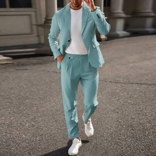 SHEIN Men&#39;s Gentleman Business Single Breasted Suit Jacket And Pants Set