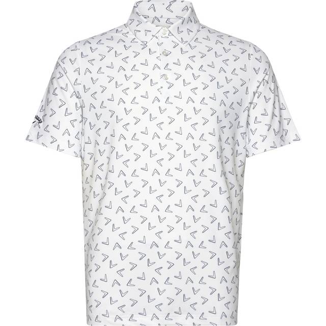 CALLAWAY 2025 ALL OVER CHEV PRINT GOLF POLO SHIRT - BRIGHT WHITE - L