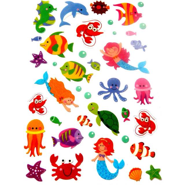 Small Sealife Mermaid & Octopus Stickers Childrens Labels For Kids Craft Pvc15