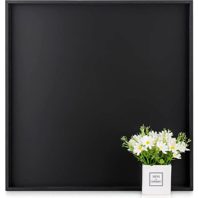 "Hanobe Square Large Ottoman Tray: Modern Extra Large Black Serving Decorative Trays with Cutout Handles for Living Room Coffee Table Home, 20"""