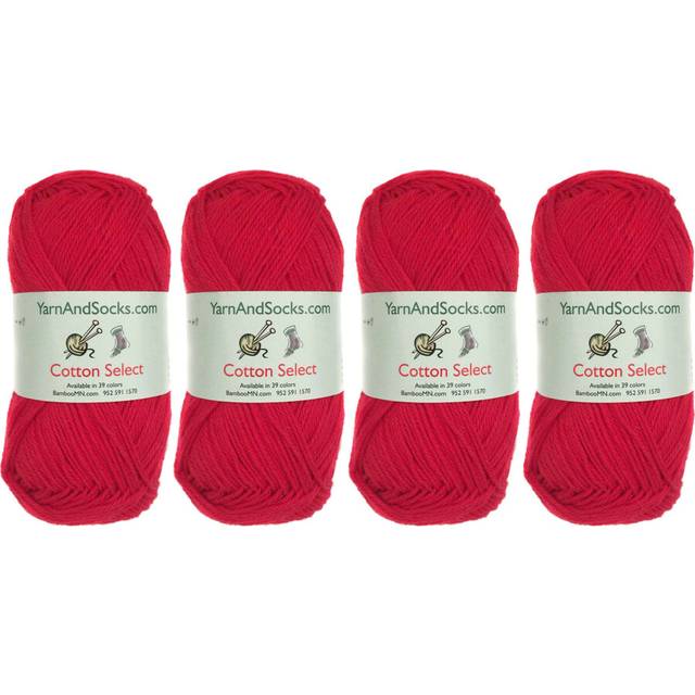 JubileeYarn cotton Select Yarn - Sport Weight - 50gSkein - cardinal Red - 4 Skeins