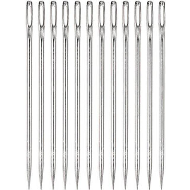 12pcs 4 Inch Upholstery Needles Stainless Steel Large Eye Stitching Needles