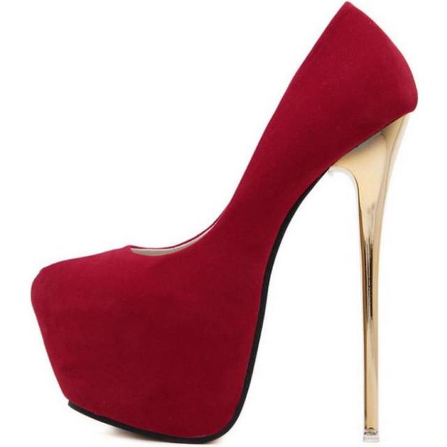 (red, 44) IELGY Women&apos;s Shoes Bright Surface 16cm Fine Heel Sexy High Heels Black