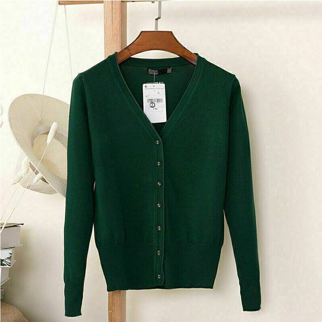 (Dark green, S/UK 8) Womens Cardigan Long Sleeve Ladies Knitted Top Outwear Cardigans Plus Size 8-24.