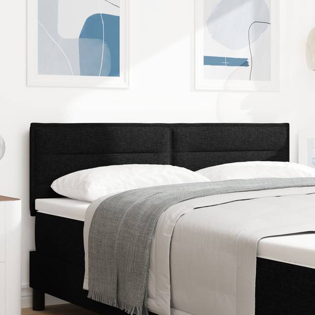 vidaXL Sänggavel Linjer Design Svart 140 cm Tyg