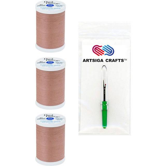 Coats & Clark Sewing Thread Dual Duty XP General Purpose Poly Thread 250 Yards (3-Pack) Copper Mist Bundle with 1 Artsiga Crafts Seam Ripper S910-8840