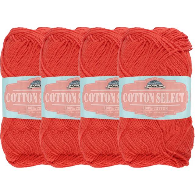 JubileeYarn Cotton Select Yarn - Sport Weight - 50g/Skein - Hearts Red - 4 Skeins