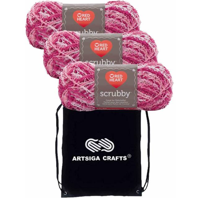 Red Heart Scrubby Candy E833-934 (3-Skeins - Same Dye Lot) Worsted Medium #4 Polyester Yarn for Crocheting and Knitting - Bundle with 1 Artsiga Crafts
