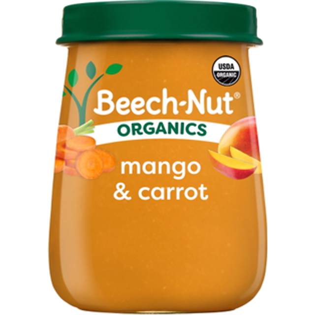 Beech-Nut Organics Baby Food Puree Jar 6+ Months Mango Carrot 4 oz