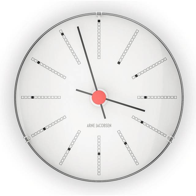 ARNE JACOBSEN 12cm Wall Clock Scandinavian Design Design without Second BANKERS 43688 White (Quiet Hand) vit