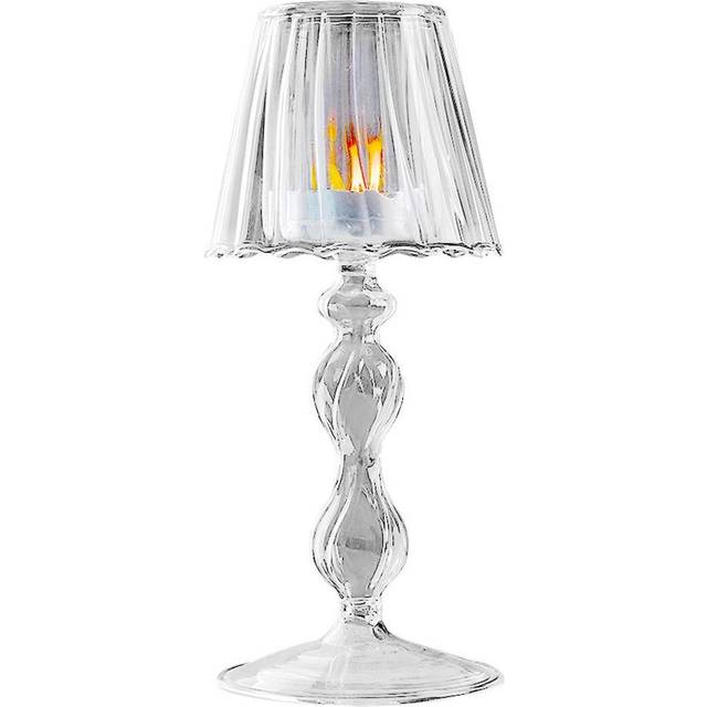 Glass Candle Holder Tansparent Table Lamp Shape Candlestick Holder for Din