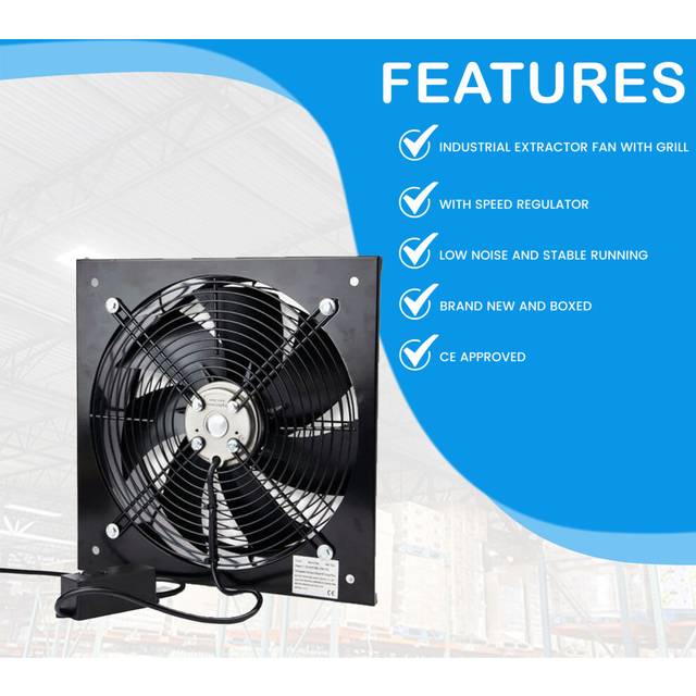 (8 Inches / 200mm Speed Controller) Commercial Extractor Ventilation Axial Exhaust Blower Fan