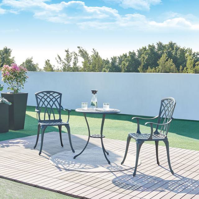 casa.pro Vena Bistro Set Balcony Furniture Set 3-Piece Round Bistro Table with 2 Chairs Outdoor Seating Set Made of Cast Aluminium Weatherproof Garden