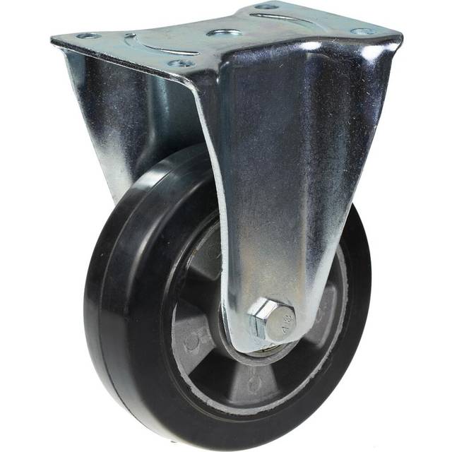 152mm fixed castor with black elastic rubber on aluminium centre wheel
