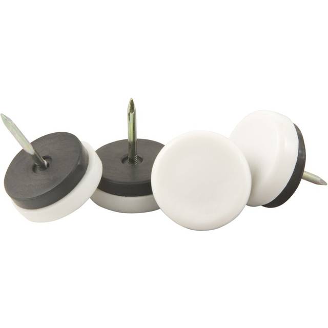 Nail On 7/8 in Furniture Glides for Straight Wooden Furniture Legs (4 piece)  White  Round