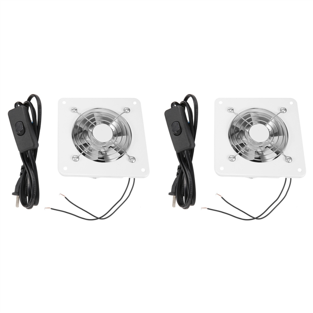 2pcs 4 Inch Inline Duct Fan Air Ventilator Metal Pipe Ventilation Exhaust Extractor Bathroom