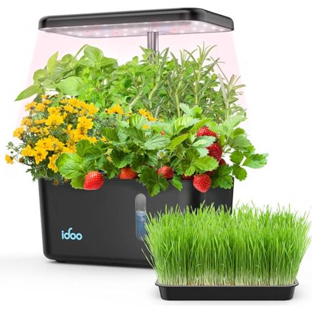 iDOO Hydroponics Growing System with Sprouter Tray, Small Indoor Herb Garden, Auto Timing LED Growth Light, Smart Garden, Pump System, Hydroponic