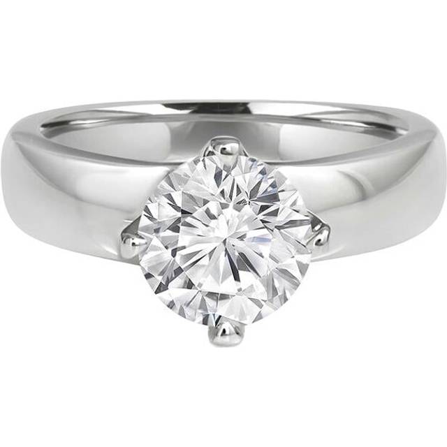 Majesty Diamonds MD240064-P 1.5 CT Round Lab Created Diamond 4-Prong Solitaire Engagement Ring in 14K White Gold - Size 4 to 9