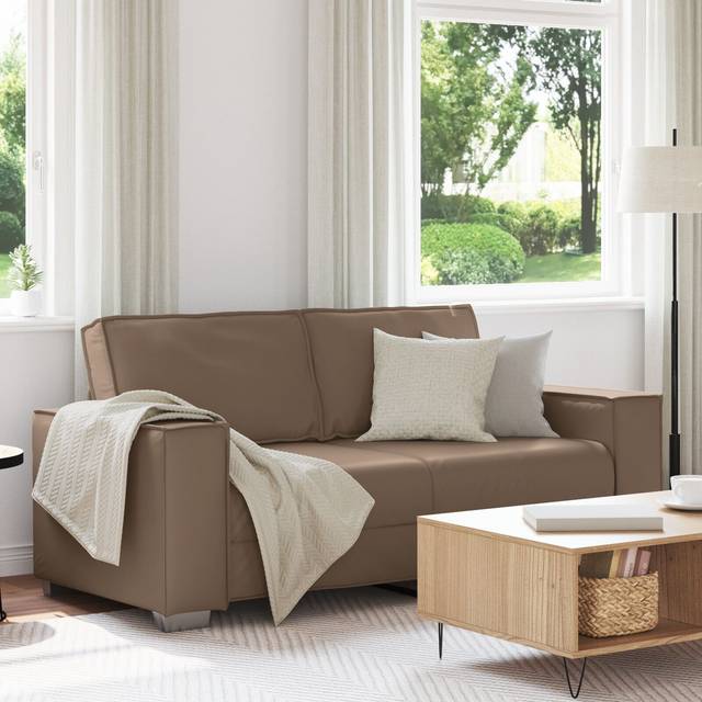 Loveseat Sofa Cappuccino 140 cm Faux Leather Vidaxl