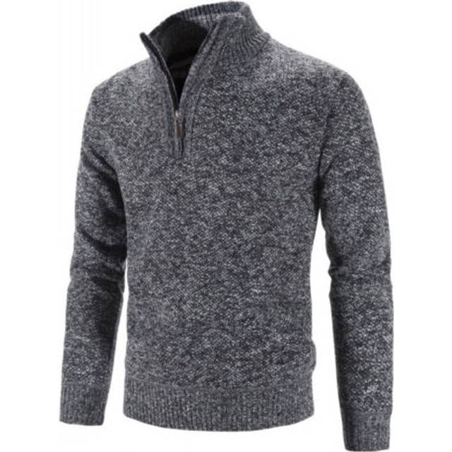 (Dark Grey, Tag M=UK S) Mens Winter Warm Pullover Long Sleeve Casual Sweater Top High Neck Blouse Jumper