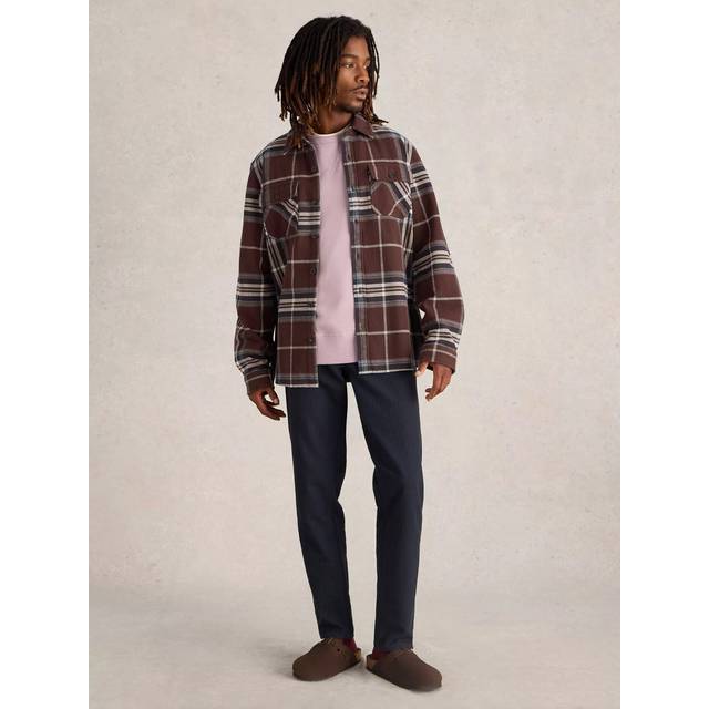 White Stuff Darwen Cotton Check Overshirt, Brown/Multi