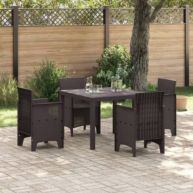 5-delat trädgårdsmöbelset Brun Poly Rattan