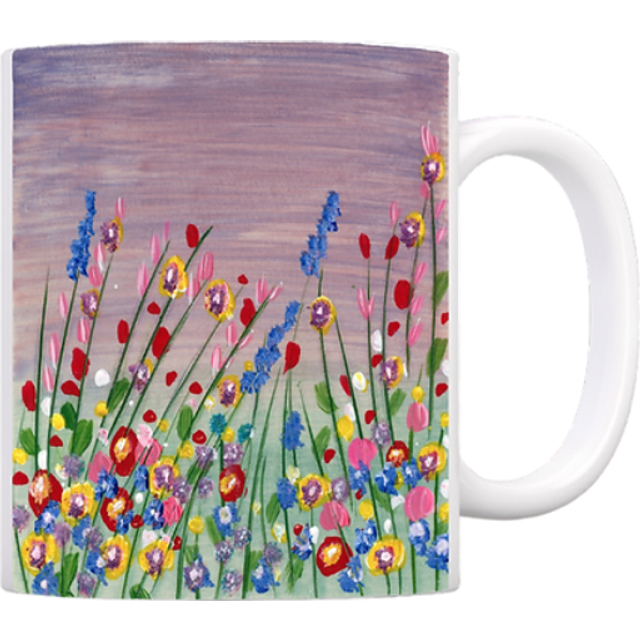 Purple And Green Twilight Meadow Ceramic Mug