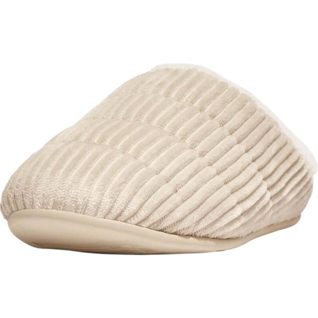 (4 UK, Ivory) FitFlop Womens/Ladies Chrissie Corduroy Fleece Lined Slippers