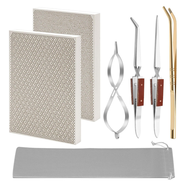 7pcs Jewelry Soldering Kit,2 Honeycomb Soldering Block,1 Copper Tongs