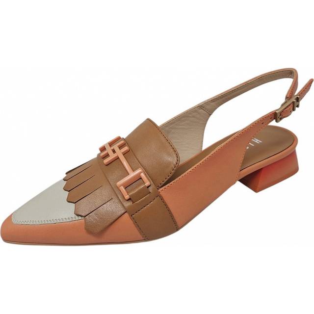 Hispanitas for woman. CHV253817 Dali coral leather shoes (40), 1 to 3 cm, 3 to 5 cm, None, Buckle, Casual, Orange