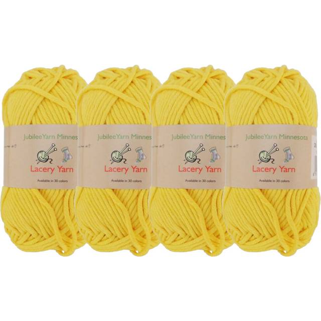 JubileeYarn Lacery Yarn - Bulky Weight Cotton - 100g/Skein - 206 Super Sunshine - 4 Skeins