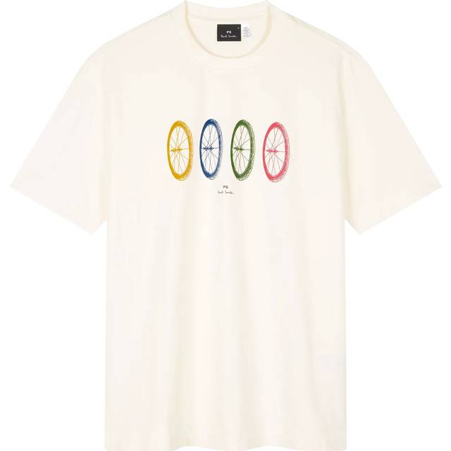 PS By Paul Smith, Topp, Herr, L, Bomull, T-shirt i bomull med tryck - white (L)