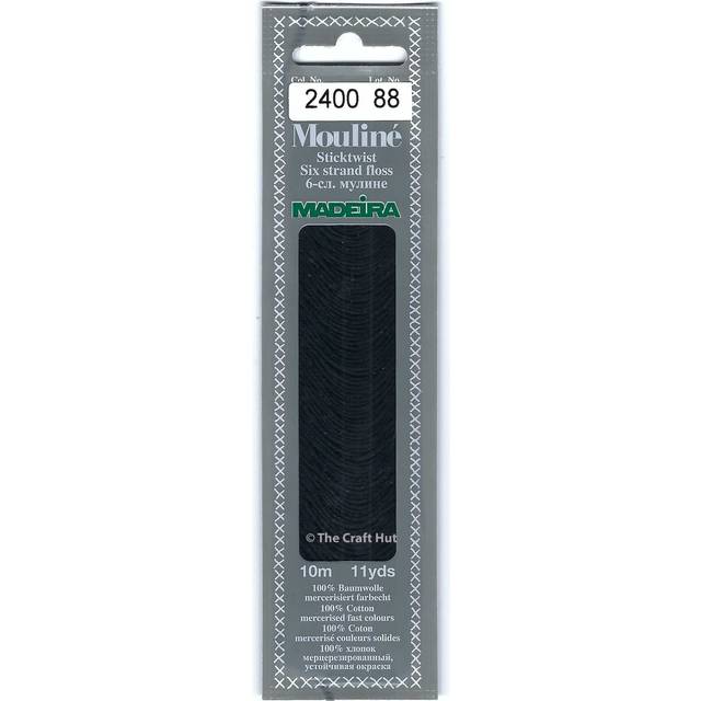 Madeira six-strand mouliné stranded cotton 10m: spiral pack black 100% cotton