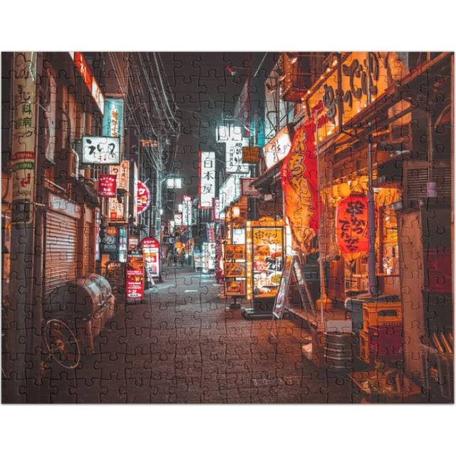 (Warmth of Neon Tokyo Signs=4257) Jigsaw Puzzle Wooden 300-Piece for Adults Kids Seniors- Home Decor Family Activity Game Wall Art 38x26cm / 15x10inch
