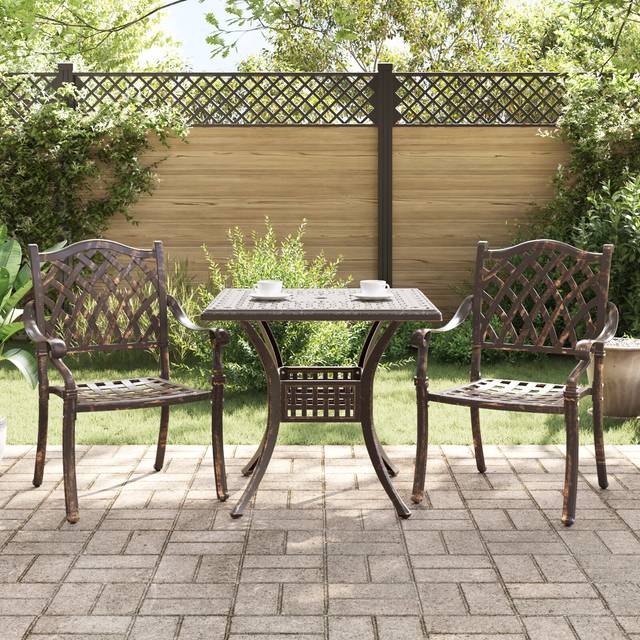 3-delat Trädgårds Bistro Set Brons Gjutet Aluminium