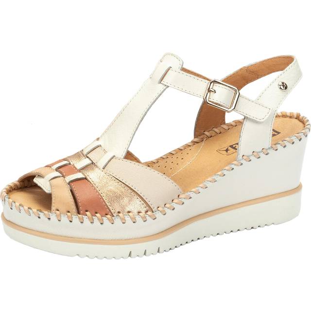 Pikolinos Kilehæl Lædersandal - Off White