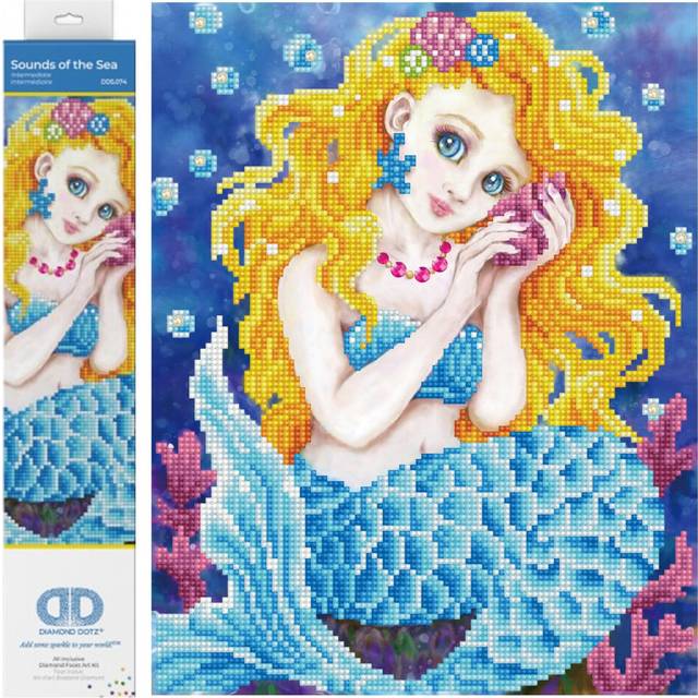 "DIAMOND DOTZ Sounds of The Sea Mermaid Diamond Painting Kits for Adults - Diamond Art Kits a Relaxing Creative Craft Kit with Dotz Gems 11""""""""x13"""""""""