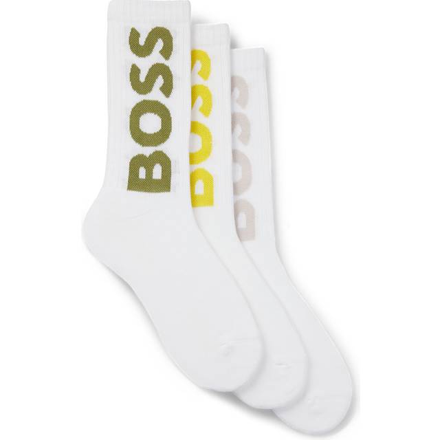 BOSS Large Logo Cotton Mix Socks, Pack of 3, Multi