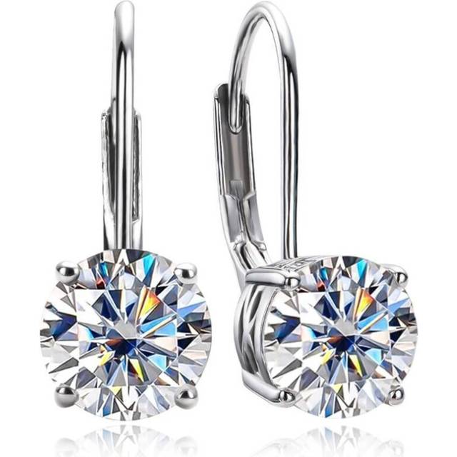 (as the picture) Carat D Color Moissanite Diamond Dangle Drop Earrings 925 Sterling Silver Bow Cuff Earrings Charm Jewelry