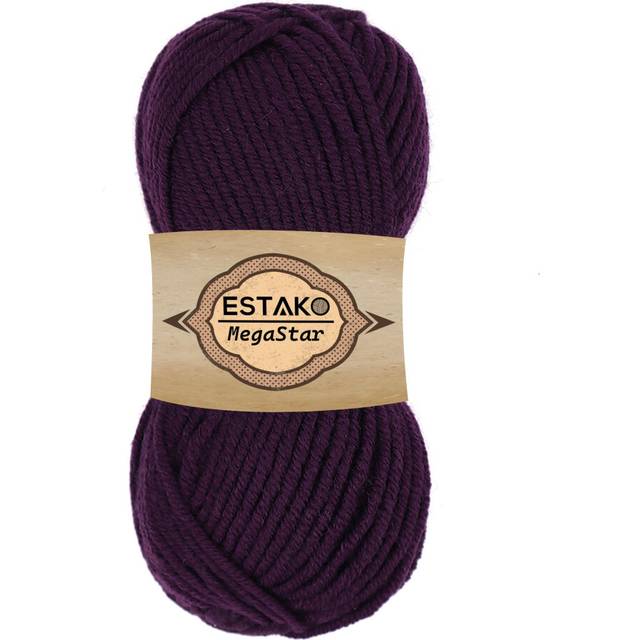 Estako Megastar  75% Acrylic 25% Wool Yarn  Soft  Chunky Bulky Weight #5 for Crochet and Knitting 3.52 Oz (100g) / 120 Yrds (110m) (67013 - Brown)
