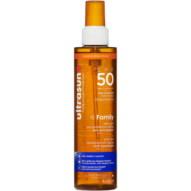 Ultrasun family wet skin sun protection spray spf50, 200ml [new&sealed]
