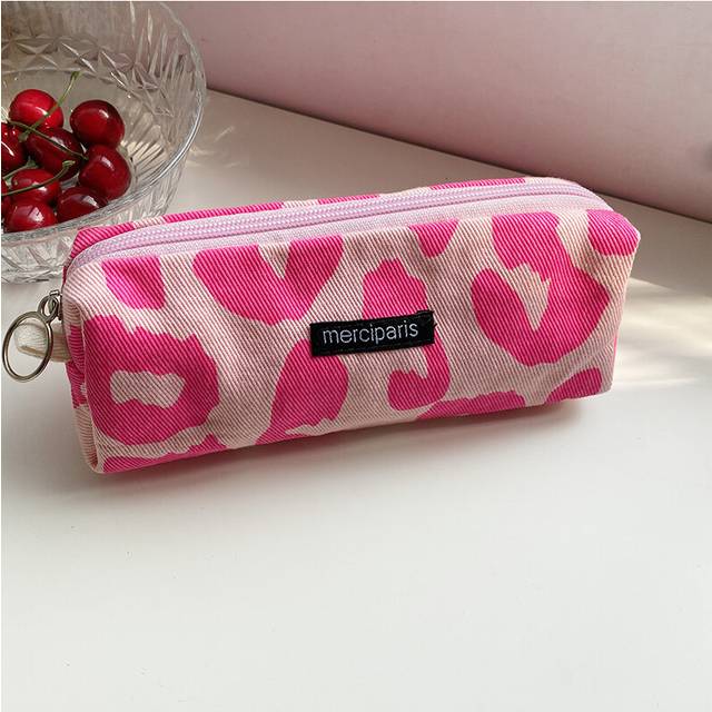 (StyleB, S) Leopard Grid Chess Print Pencil Case Large Capacity Stationery Storage Bag