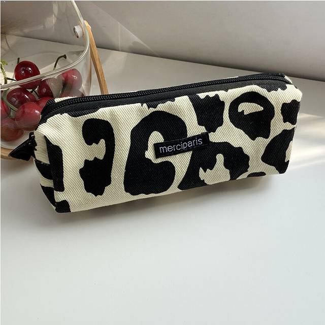 (StyleC, S) Grid Chess Leopard Print Pencil Case Large Capacity Stationery Storage Bag