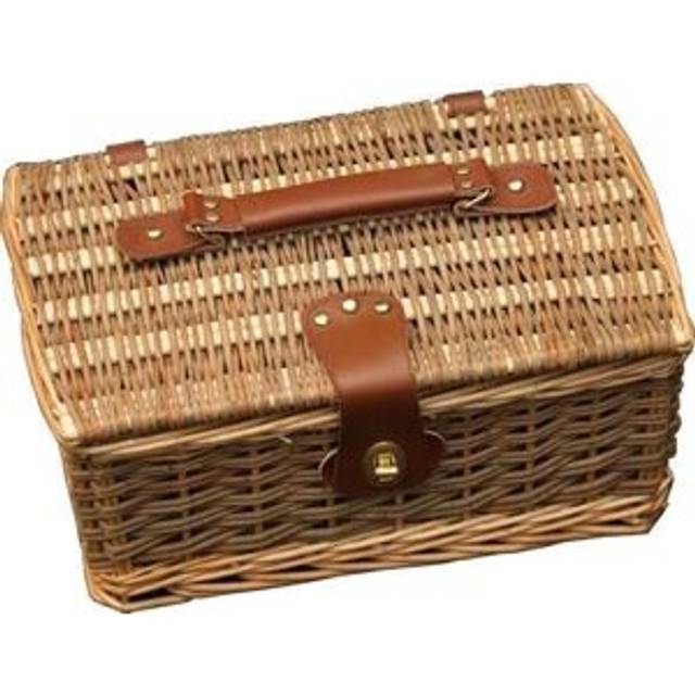 Wicker 33cm Double Steamed Green Willow Empty Picnic Basket - Brown - One Size