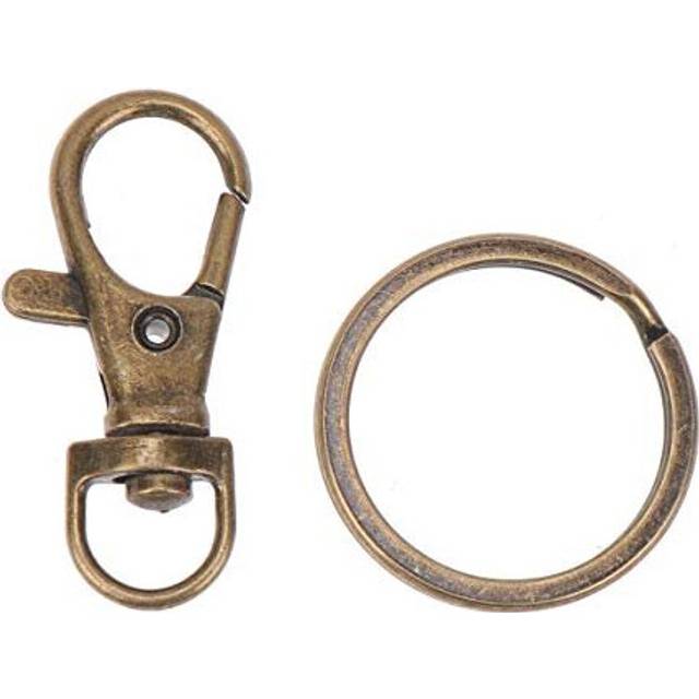 60pcs Swivel Lobster Clasp Lanyard Snap Hook with Key Ring Keychain for Jewelry Findings Making Car Handbag Pendant Bronze