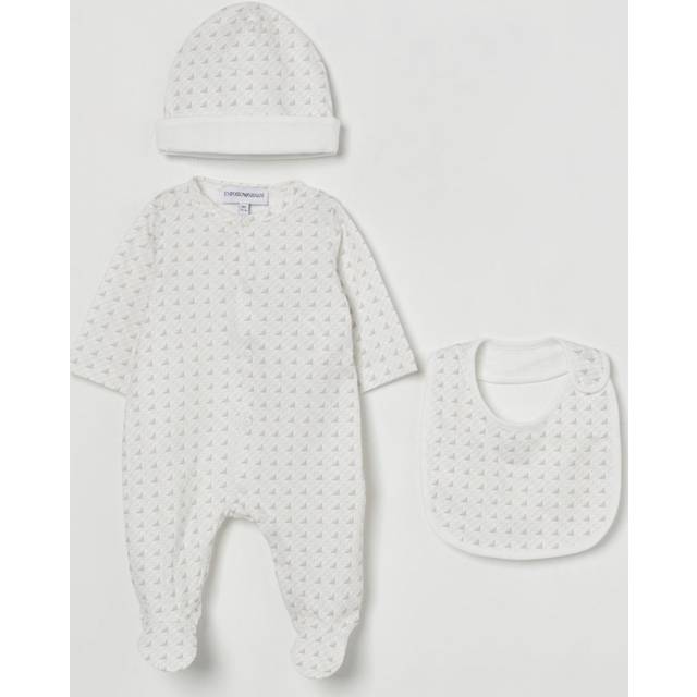 Emporio Armani Ivory & Beige Cotton Babygrow Set - 1 month